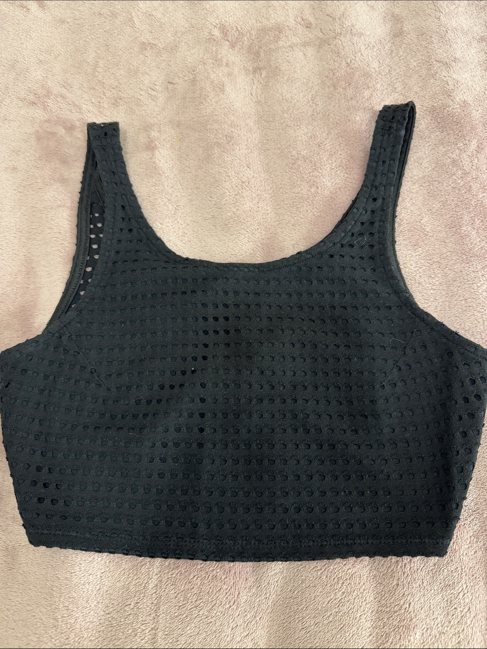 Express Black Eyelet Crop Tank